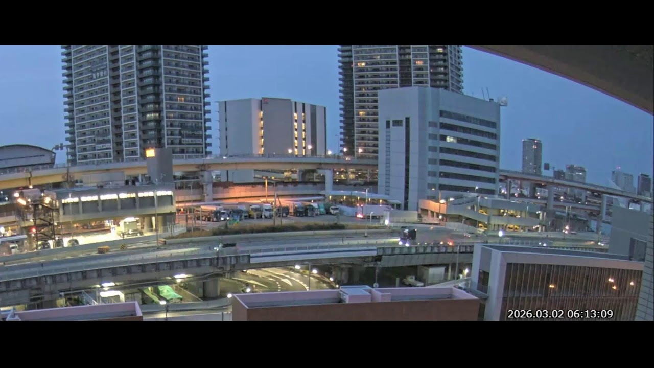 阪神高速3号神戸線 京橋PA付近 ライブカメラ Japan Hanshin Expressway No.3 Kobe Line Kyobashi rest area near Live Camera.