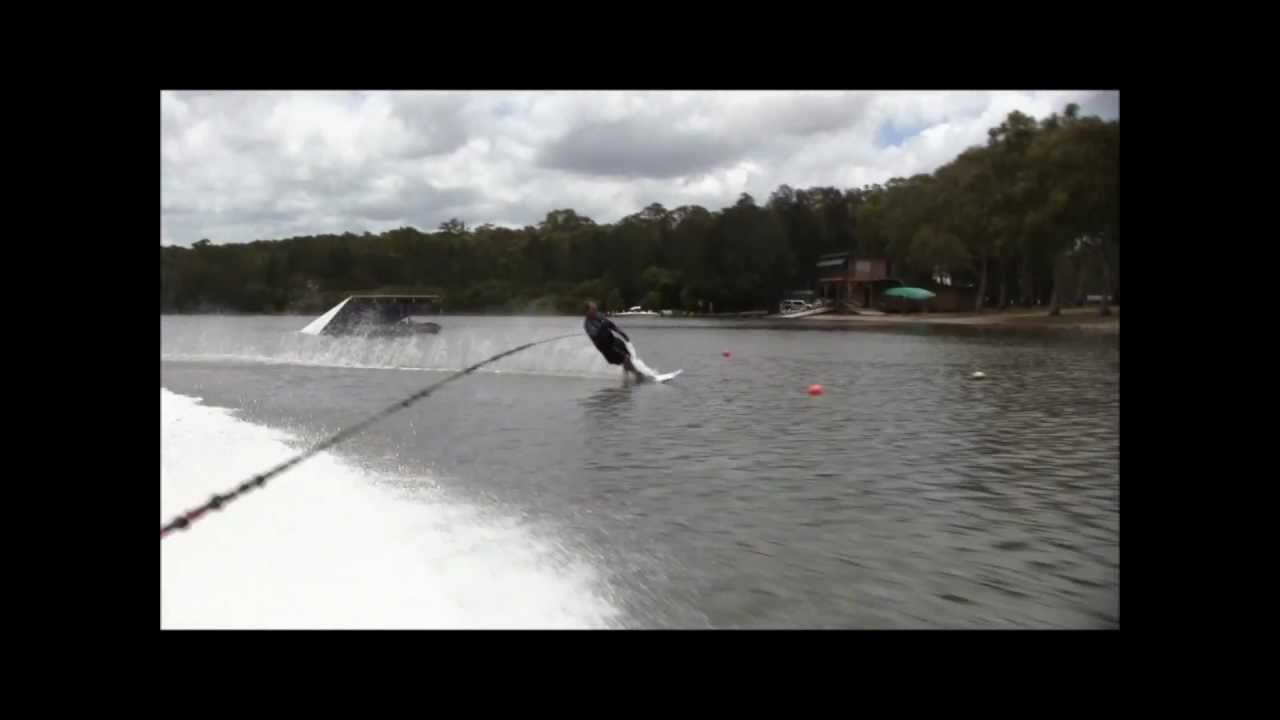Slalom Waterskiing behind the Malibu at Myuna Bay with Shane.wmv