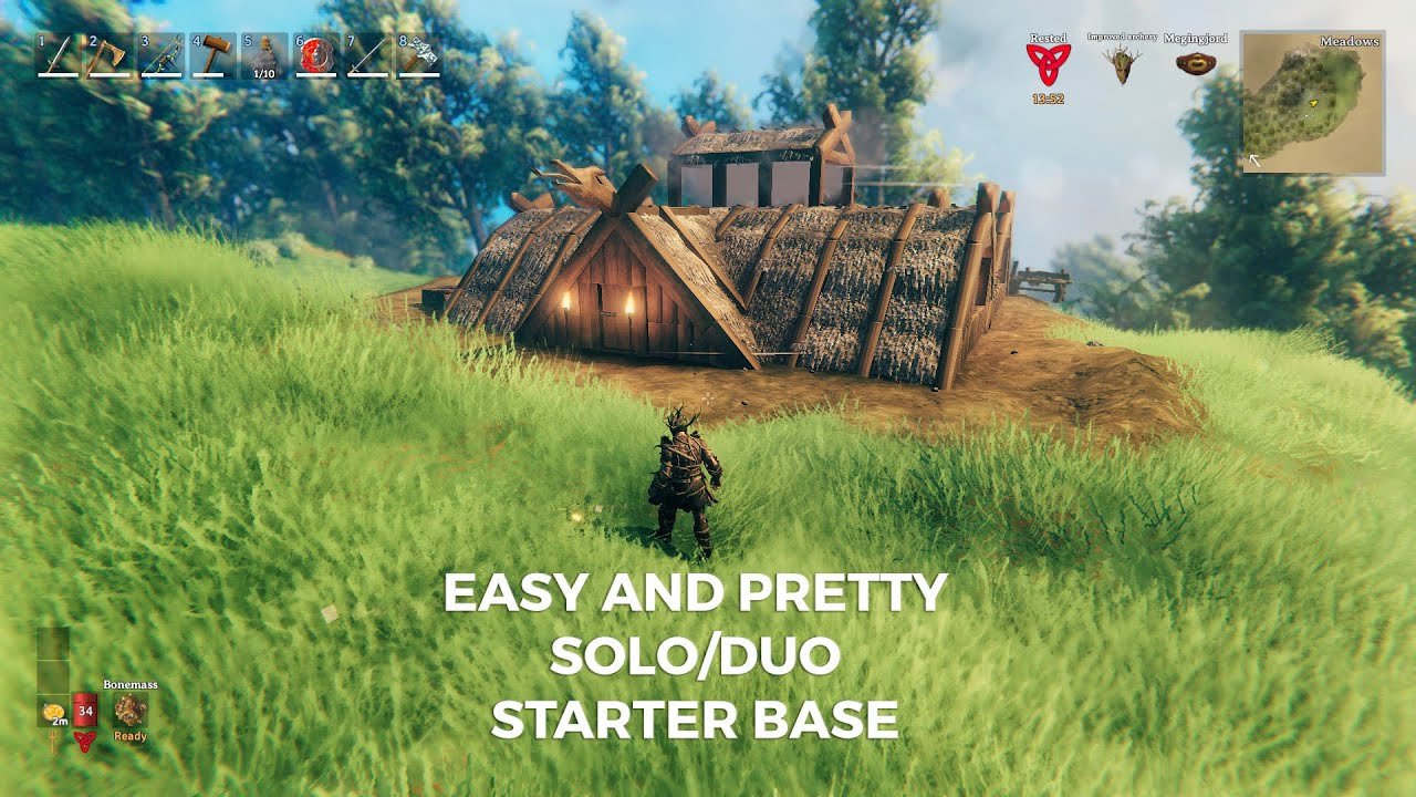 Valheim - Easy & pretty Starter Base Solo & Duo Version [Build Tutorial]
