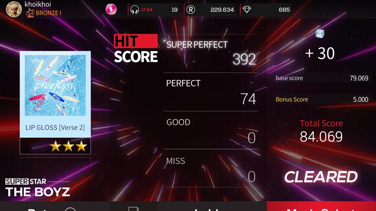 [ SuperStar THE BOYZ ] - phantasy Pt.1 - LIP GLOSS [Verse 2] 3 stars Hard mode [ALL PERFECT]