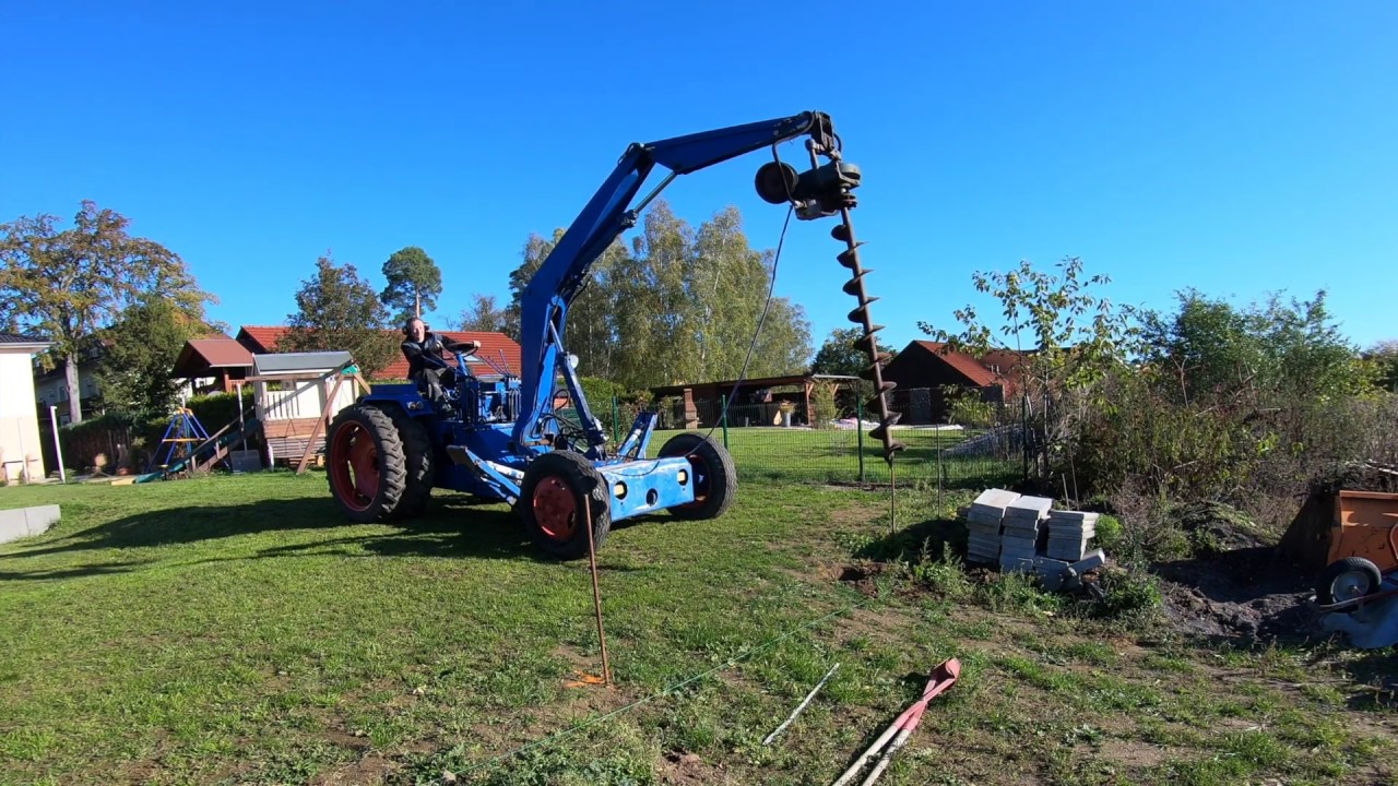 t157 mit Erdbohrer im Einsatz / Erklärung Erdbohrer beim T157
