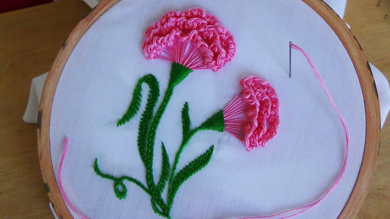 Hand Embroidery: Carnation flower