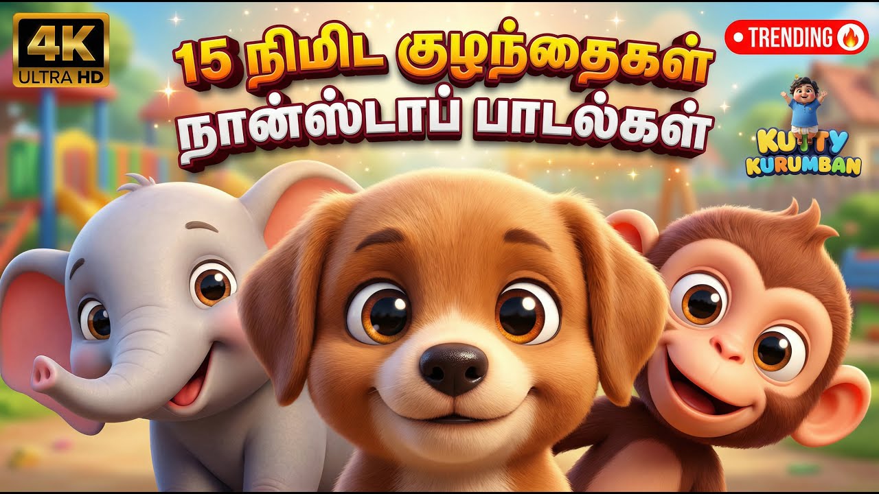 Kids Fun Non Stop 15 Mins Song குழந்தைகள் நான்ஸ்டாப் 15 நிமிட பாடல்கள் 🐶🐘🐒  Kids Songs Tamil