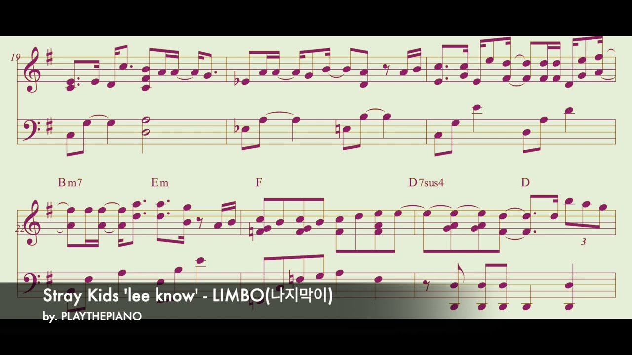 Piano Sheet🎵 Stray Kids 'lee know' -나지막이 (LIMBO) by PLAYTHEPIANO