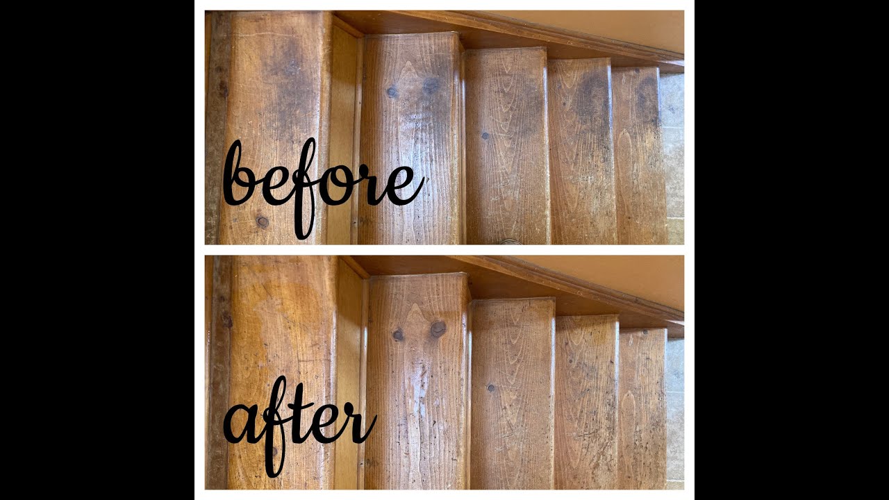 cleaning dirty wooden stairs // #SpringCleaning #Homemaker #CleanWithMe