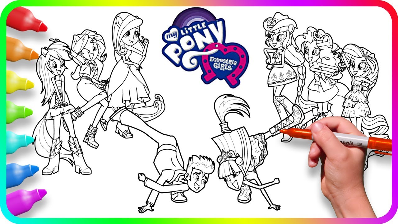 EQUESTRIA GIRLS Coloring Pages - Weird Dance / How to color My Little Pony. Easy Drawing Tutorial