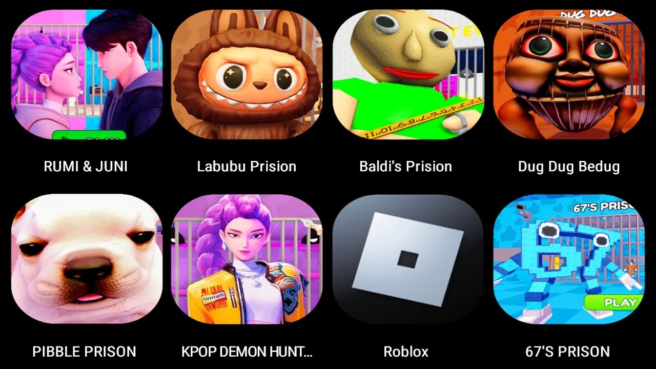 67'S PRISON RUN! (Obby),[🐶] PIBBLE PRISON RUN!💜RUMI & JUNI PRISON RUN,🎤KPOP DEMON HUNTERS PRISON RUN