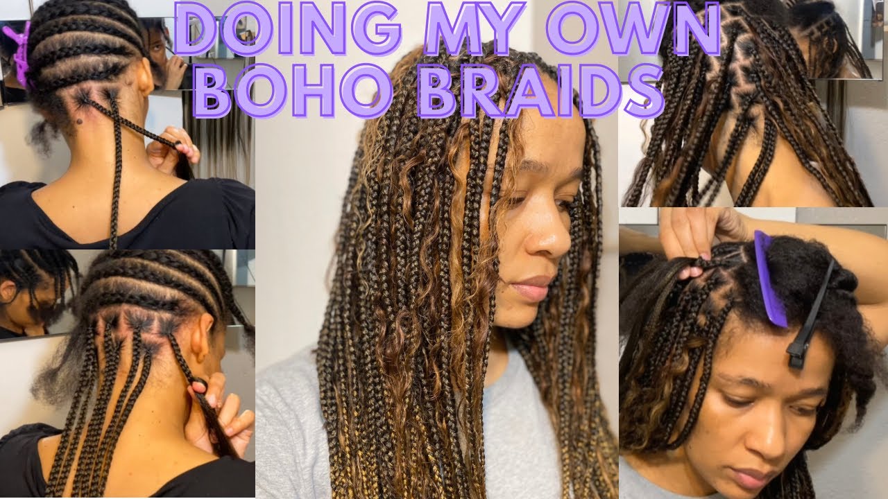 MEDIUM BOHO KNOTLESS BRAIDS on myself |2025