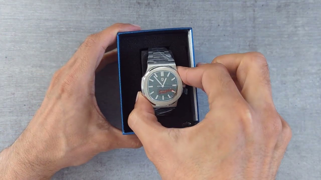 Pagani Design PD 1728 unboxing. Patek Philippe Nautilus Homage.
