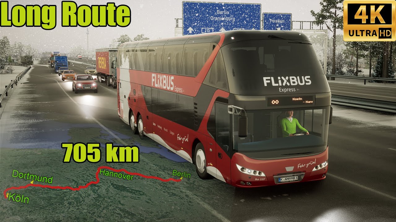 4K UltraHd | Berlin-Hannover-Dortmun-Köln | Neoplan Skyliner | Fernbus Simulator 