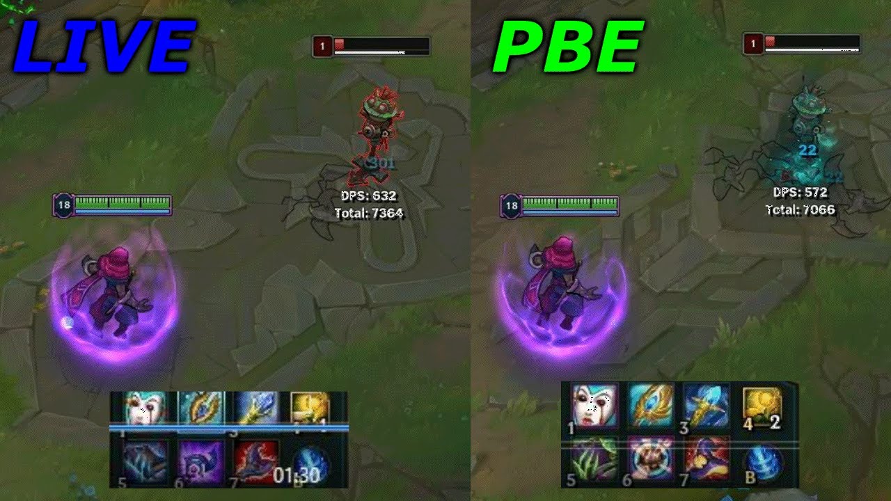 Malzahar LIVE vs PBE Damage comparison