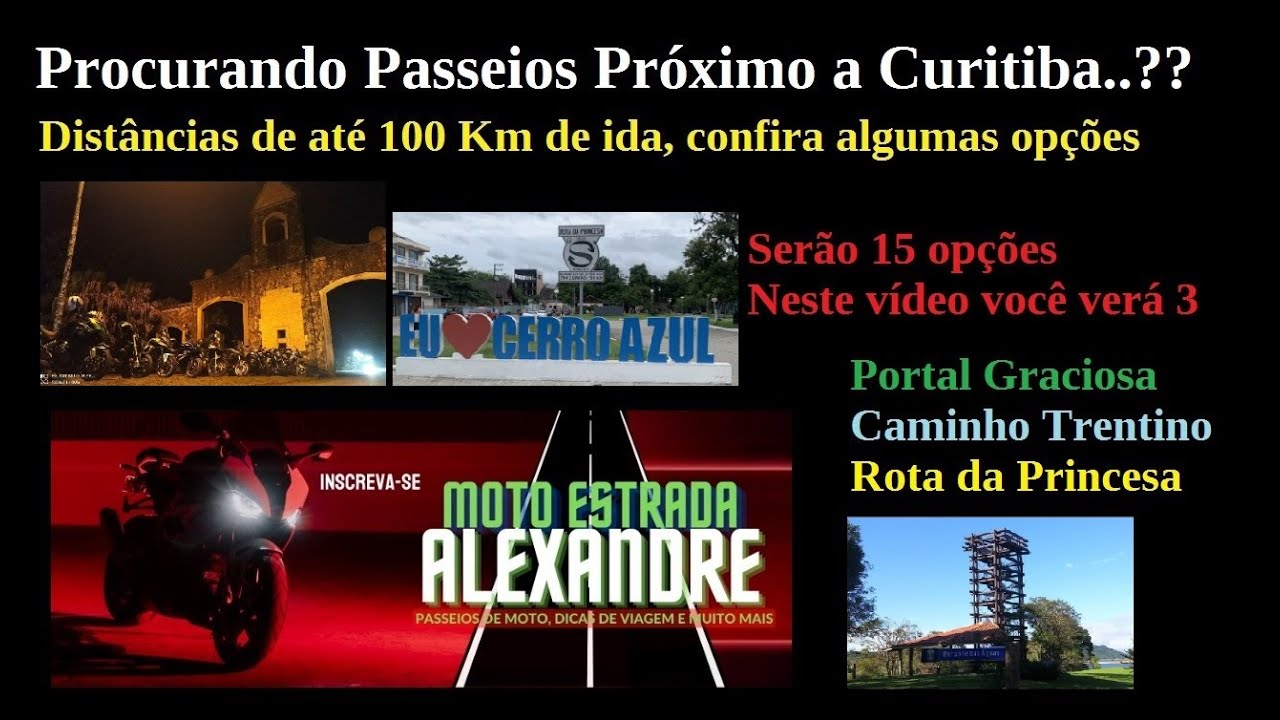 Passeio de moto Saindo de Curitiba - 03 Destinos com Distâncias de até 100 km - Serão mais 5 vídeos