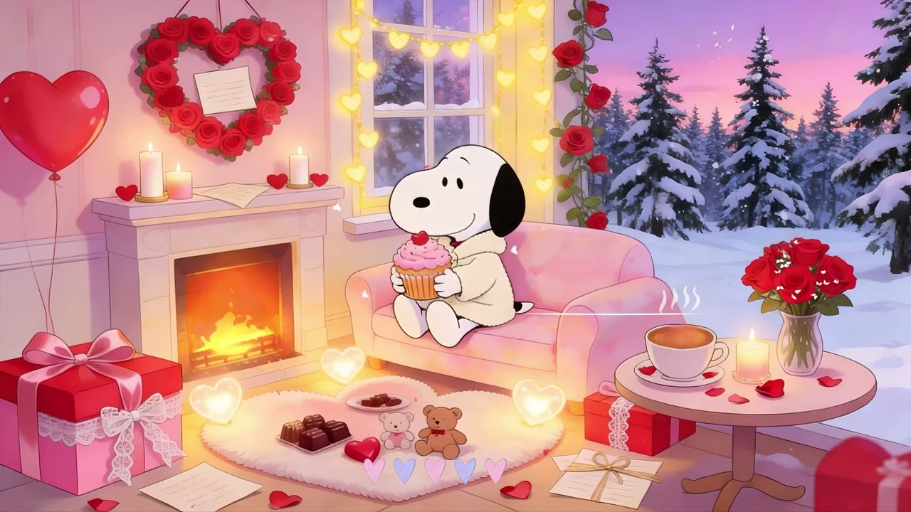💕 Valentine’s Cozy Room with Snoopy 💞 Relaxing Lofi Beats for Study, Chill & Focus