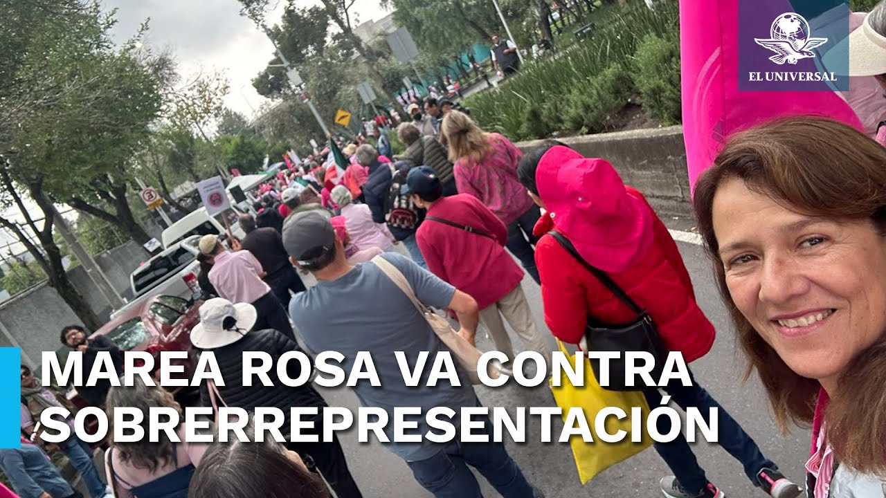 Marea rosa marcha afuera del INE contra sobrerrepresentación de Morena en Cámara de Diputados
