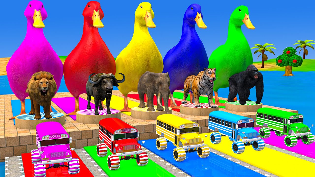 Long Slide Game With Cow Elephant Gorilla Hippopotamus Tiger 3d Animal Game Funny 3d Animals