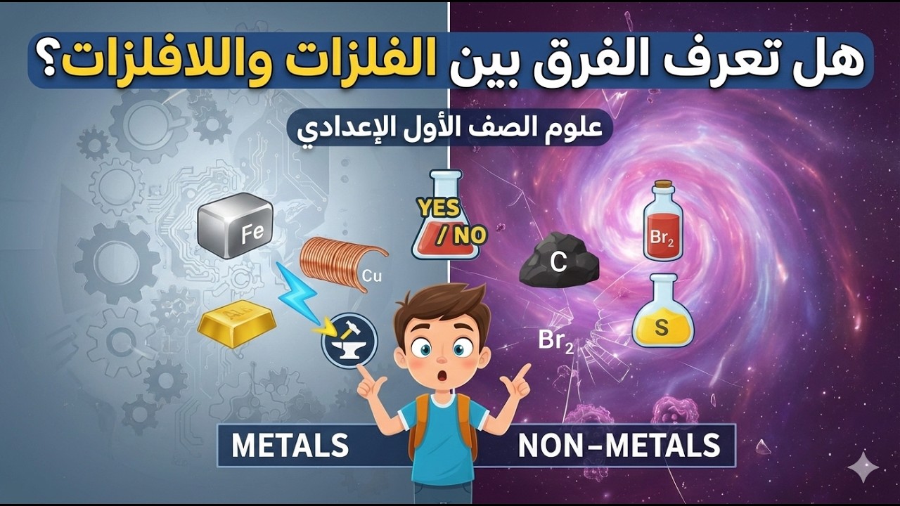 عزيزي الطالب هل تعرف الفرق بين الفلزات والافلزات (الصف الاول الاعدادي)