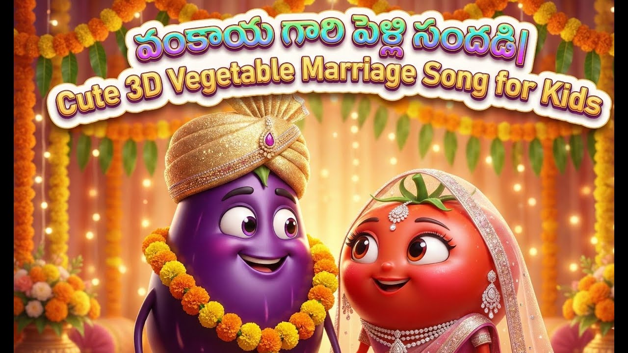 వంకాయ గారి పెళ్లి సందడి | Vankaya Pelli Sandadi | Cute 3D Vegetable Marriage Song for Kids