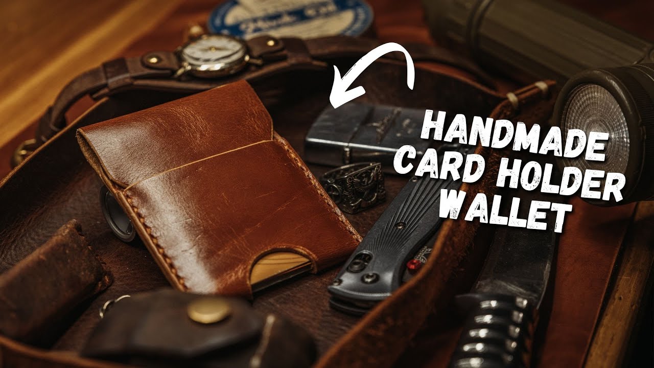 Making A Handmade Leather Cardholder Wallet - Leathercraft ASMR