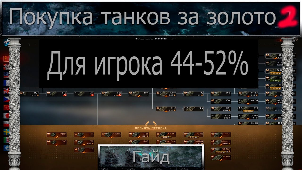 Какие танки покупать за золото игроку 44-52% в мире танков 2026  Часть 2