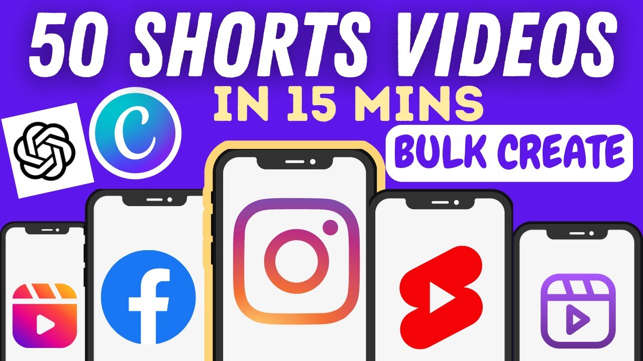 How To Create 50 Videos For Shorts & Reels in 15 Mins with Chat GPT & Canva.