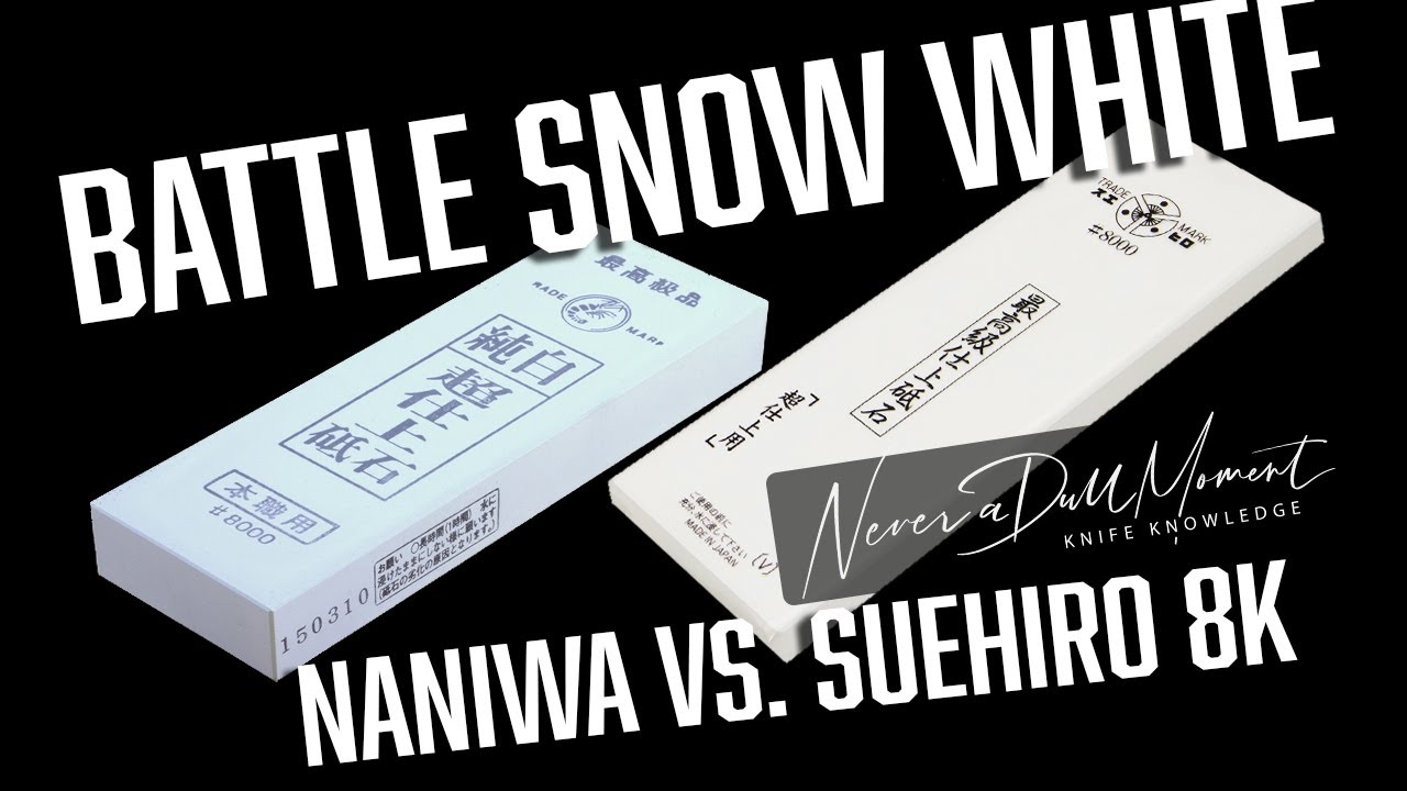 Battle Snow White 8K - Naniwa vs. Suehiro 8000 grit whetstones