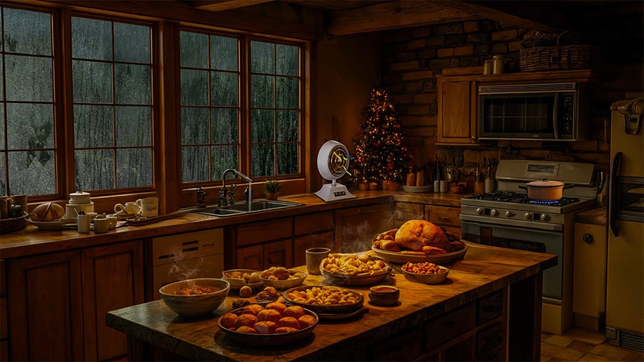 Rain in the Rainforest Kitchen | Stovetop Sound and Heavy Rain - Sleep Well All Night Long (No Ads)