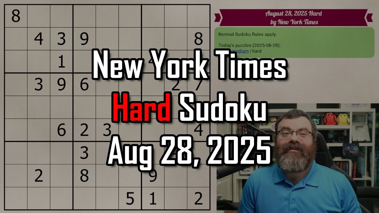 NYT Hard Sudoku Walkthrough | Aug 28, 2025