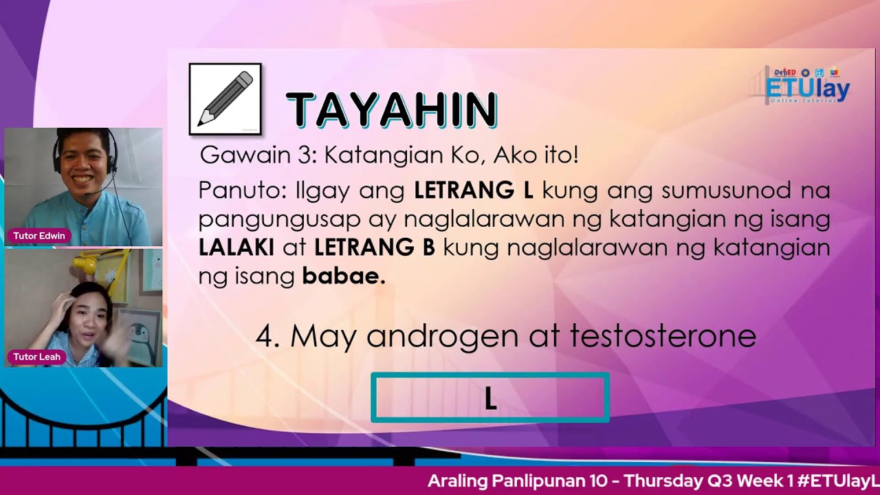 Araling Panlipunan 10  - Thursday Q3 Week 1 #ETUlayLevelUp