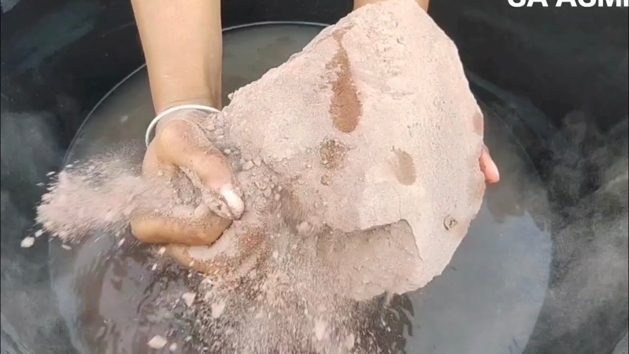 Soft dusty gritty red sand cement  dry+water 💦 crumbling ||ASMR|| @asasmr