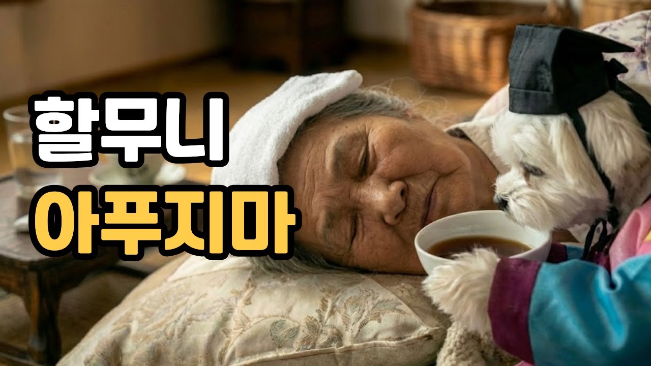병간호하는 손주 강아지