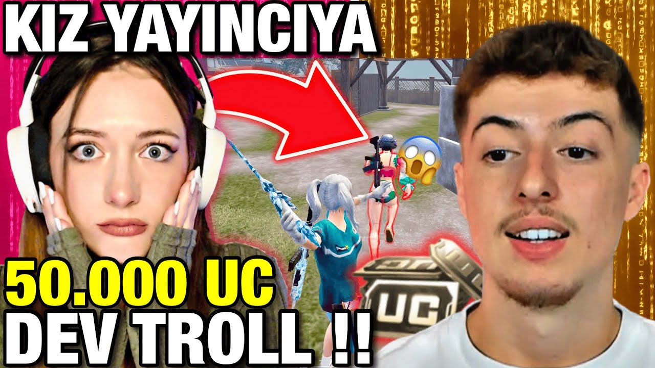 KIZ YAYINCIYA 50.000 UC TEKLİF EDEREK TROLLEDİM! 😱 (ÇILDIRDI) | PUBG MOBİLE