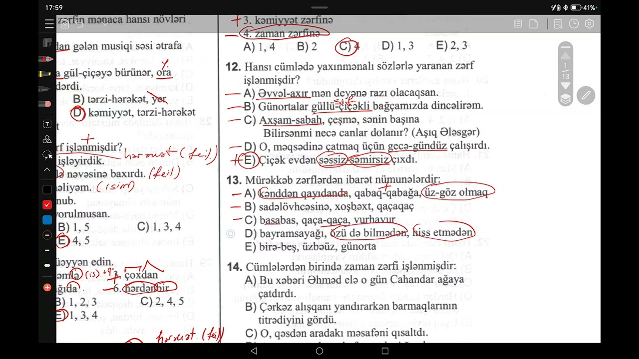 DİM I hissə  Zərf  Mənaca və quruluşca növləri. 1-35
