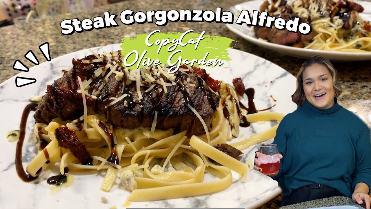 CopyCat Olive Garden Steak Gorgonzola Alfredo Recipe- Cooking with Candace