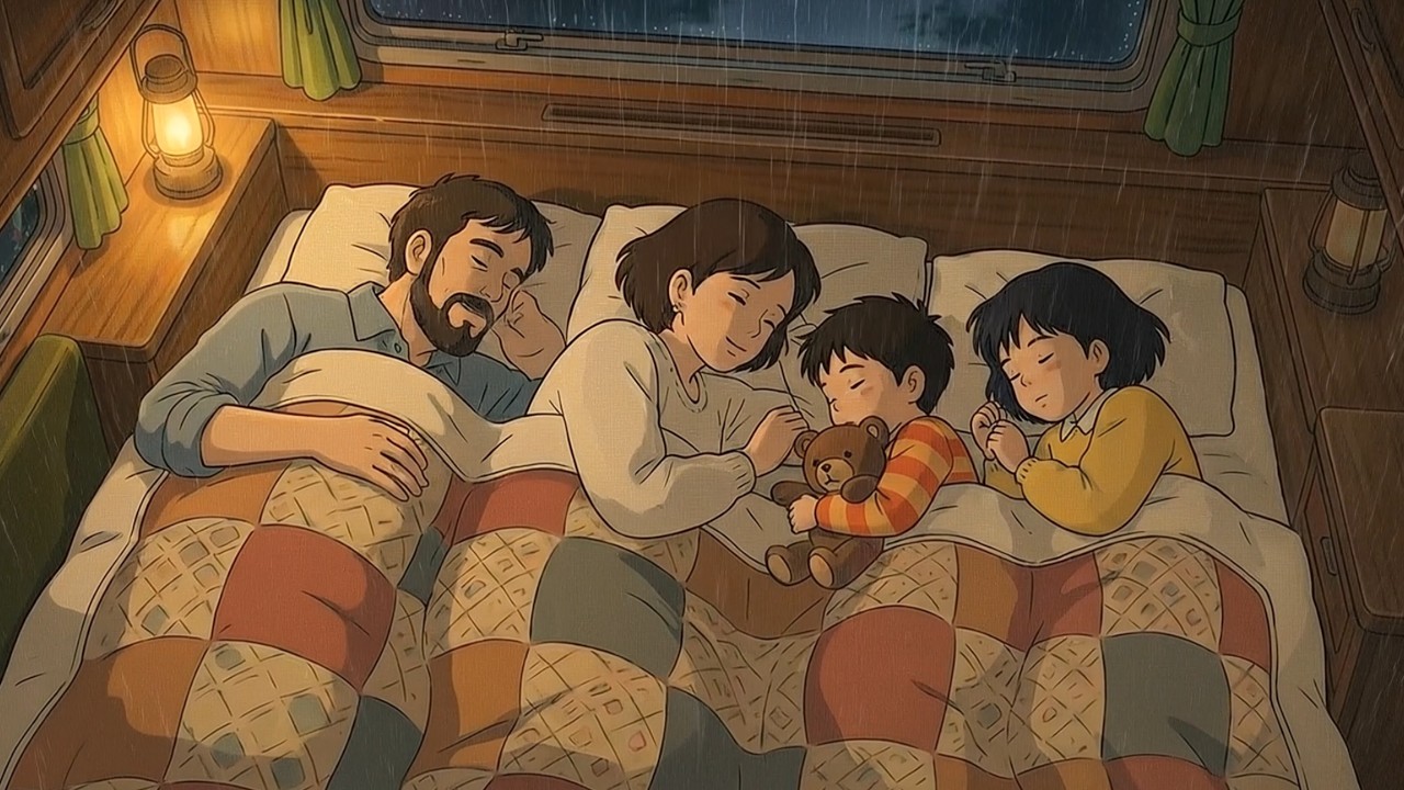 Cozy Family Camping ASMR | Night Sounds for Sleeping in a Camper Van to Make You Fall Asleep