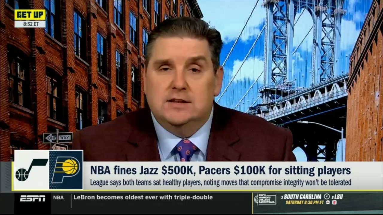 GET UP | Brian Windhorst reacts to Jazz fined $500K, Pacers $100K for tanking maneuvers