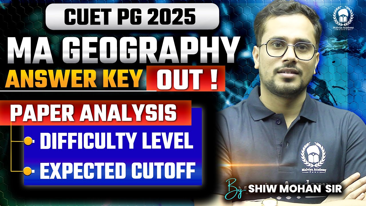 CUET PG 2025 MA Geography Paper Analysis - Difficulty Level - Expected Cutoff | Shiw Mohan Sir