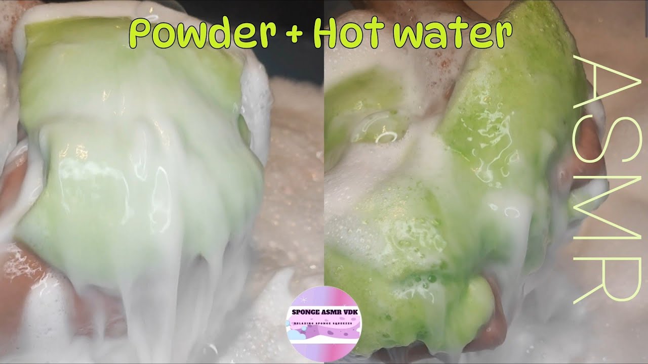 ASMR _ 🥵Hot water & Laundry powder🌬️ Powdery turned watery turned sudsy sponge squeezing🫧🤍