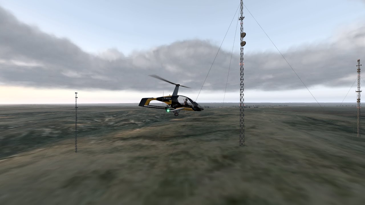 Dawn Patrol in an X-Plane Tensor 600X Gyroplane: Up Close to Headwind  Radio Towers