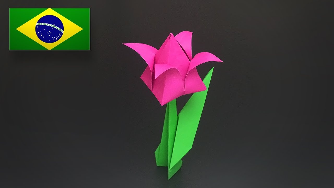 Origami: Tulipa (Tradicional) - Instruções em Português BR