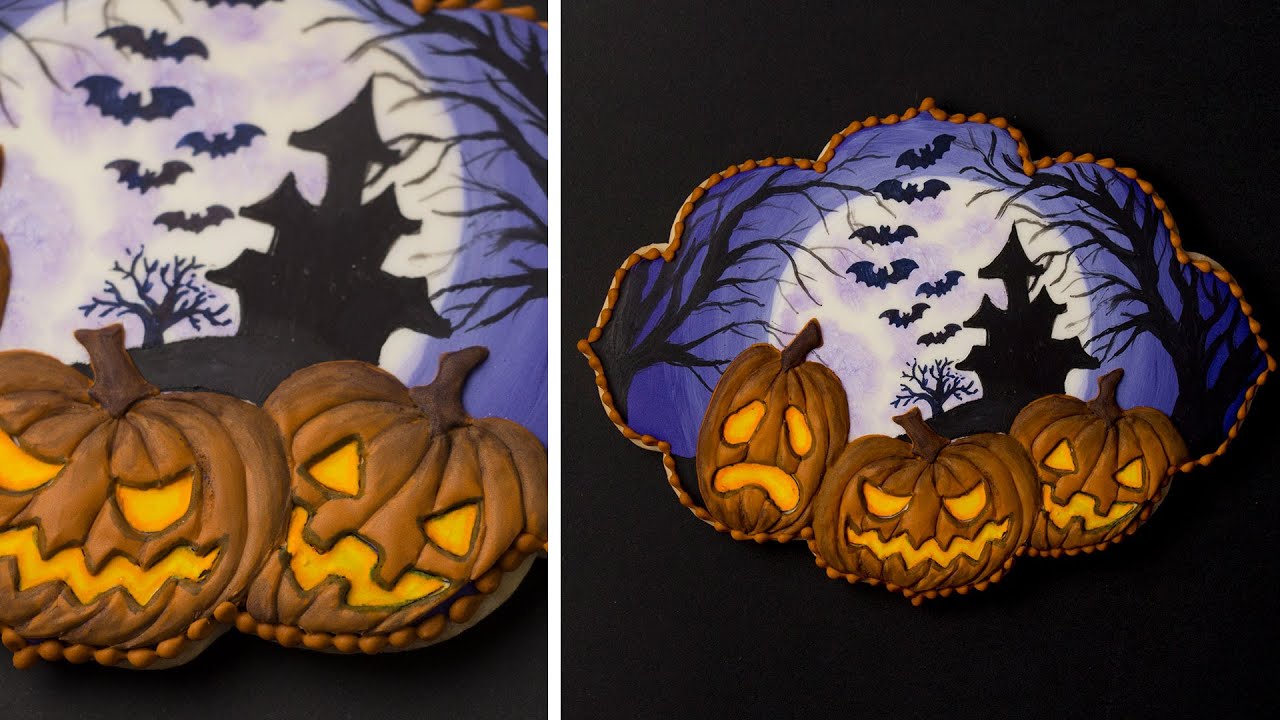 JACK O' LANTERN HALLOWEEN COOKIE | Hand painted Royal Icing Tutorial