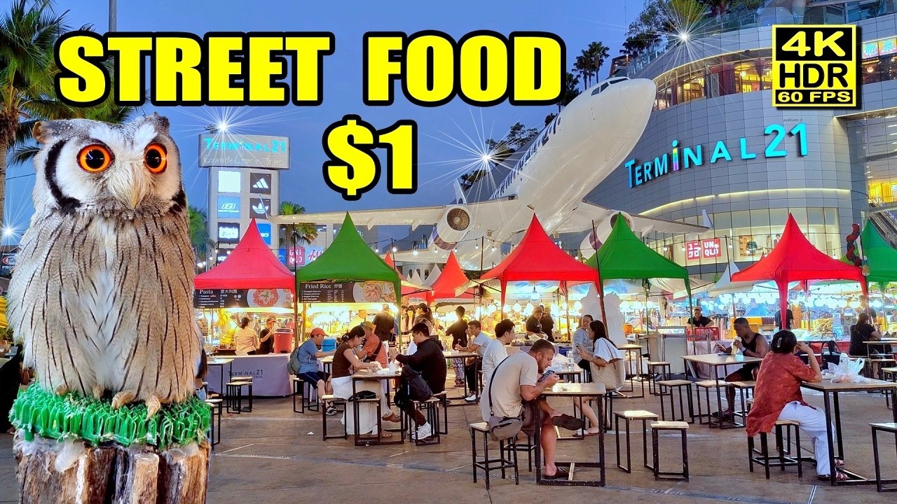 Terminal 21 Night Market Pattaya | Cheap Street Food and Prices & Exotic Animals 🇹🇭 4K 60fps HDR UHD