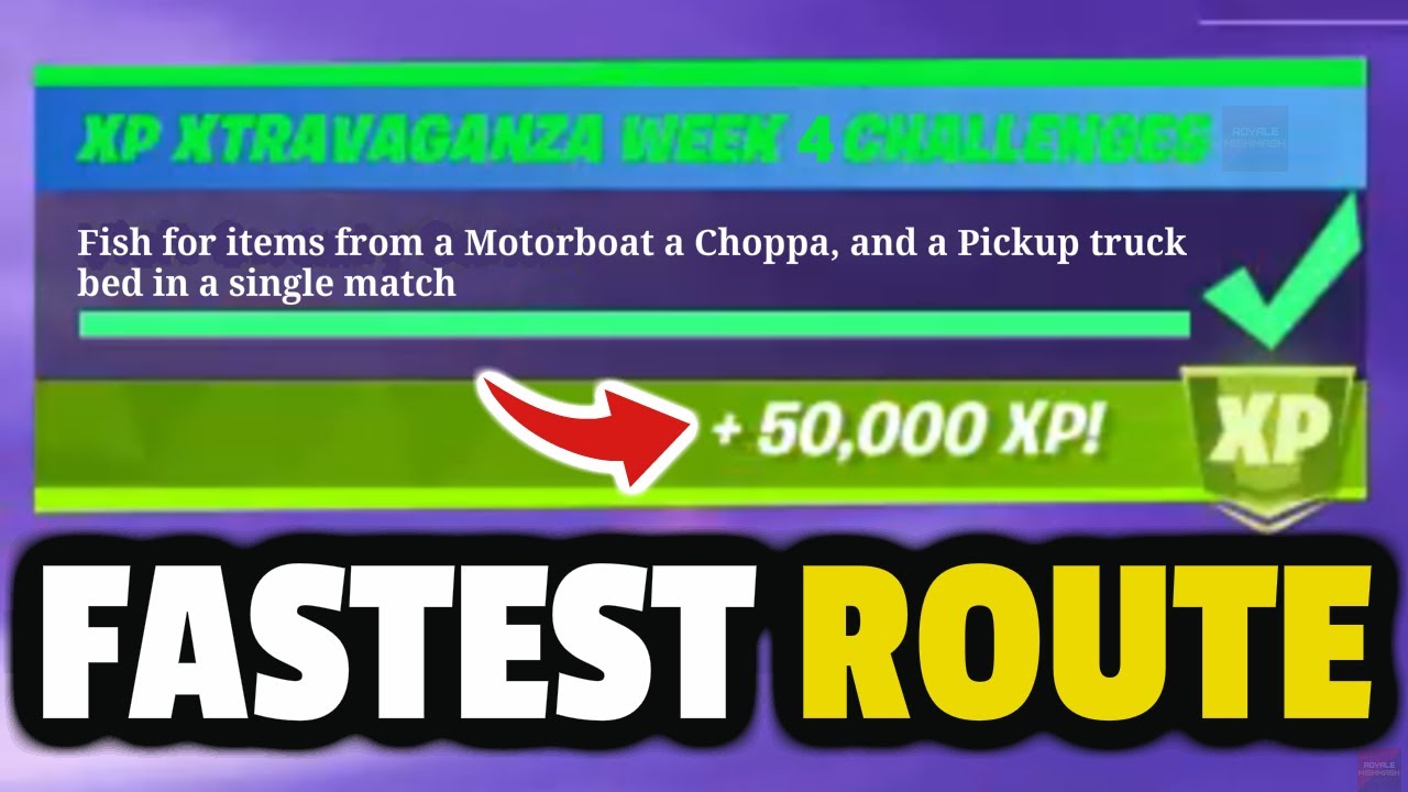 Fish for items from a MOTORBOAT A CHOPPA, AND A PICKUP TRUCK BED in a single match! Xtravaganza XP!