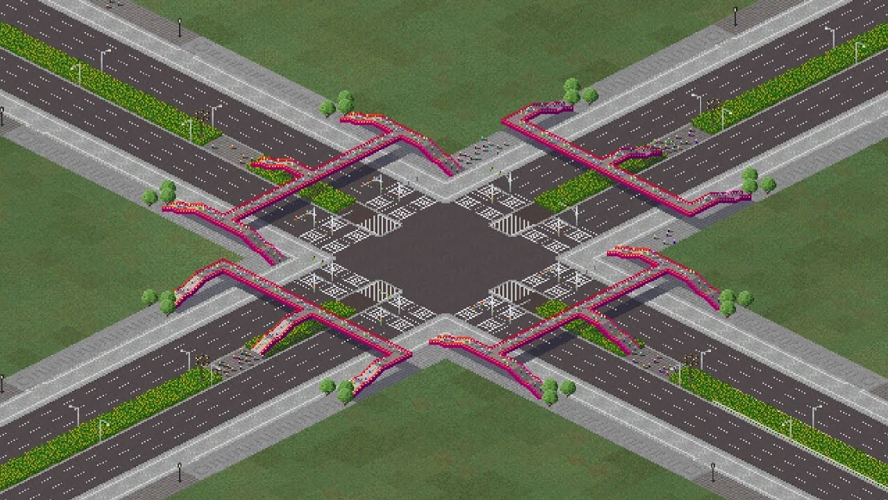 I build a footbridge on the road in my city | Theotown City