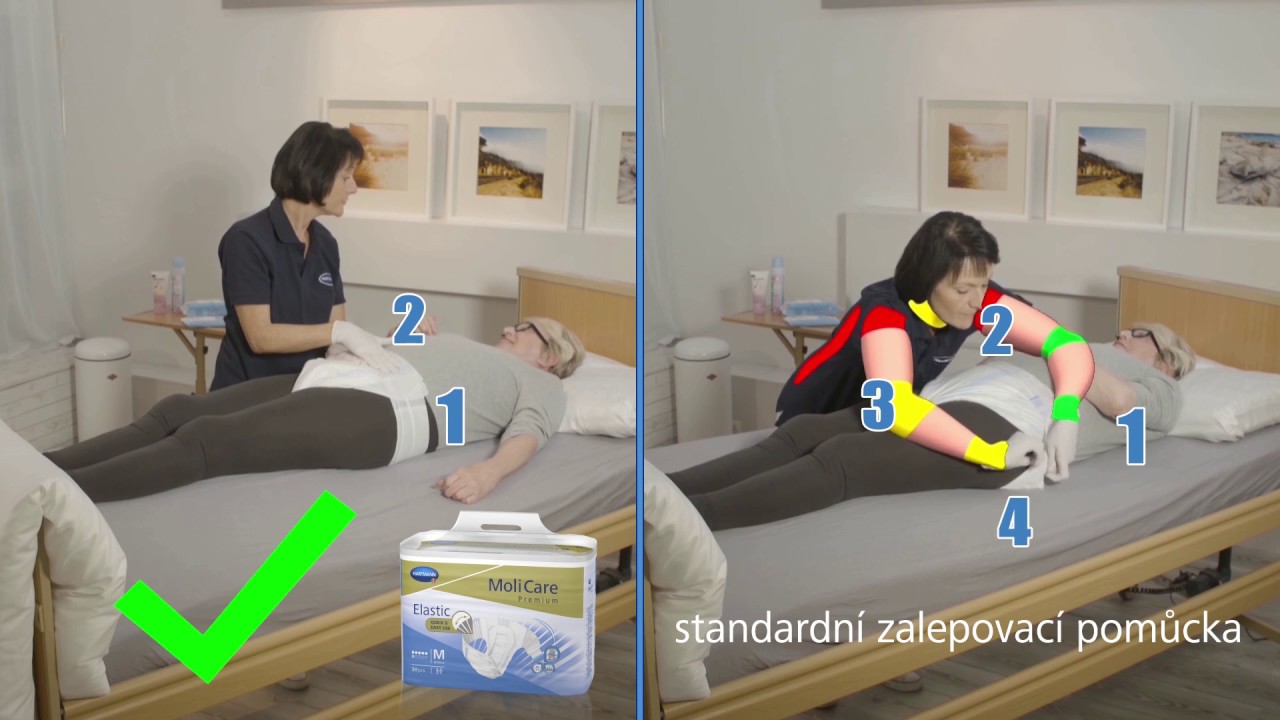 Náročnost aplikace zalepovacích kalhotek MoliCare vs. standardní zalepovací kalhotky