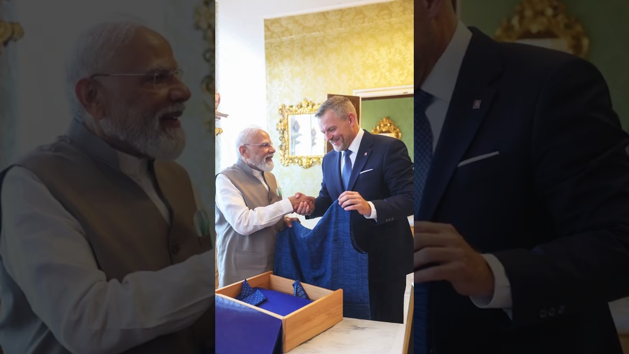 PM Modi and President Pellegrini of Slovakia exchange gifts | #shorts