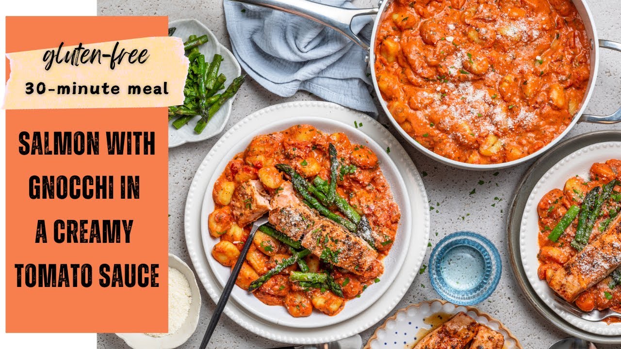Salmon with Gnocchi in a Creamy Tomato Sauce