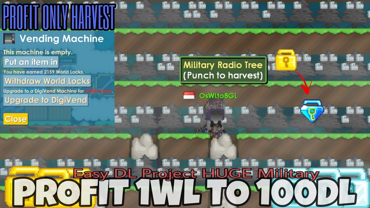 1WL TO 100DL PROFIT ONLY HARVEST MILITARY RADIO - GROWTOPIA