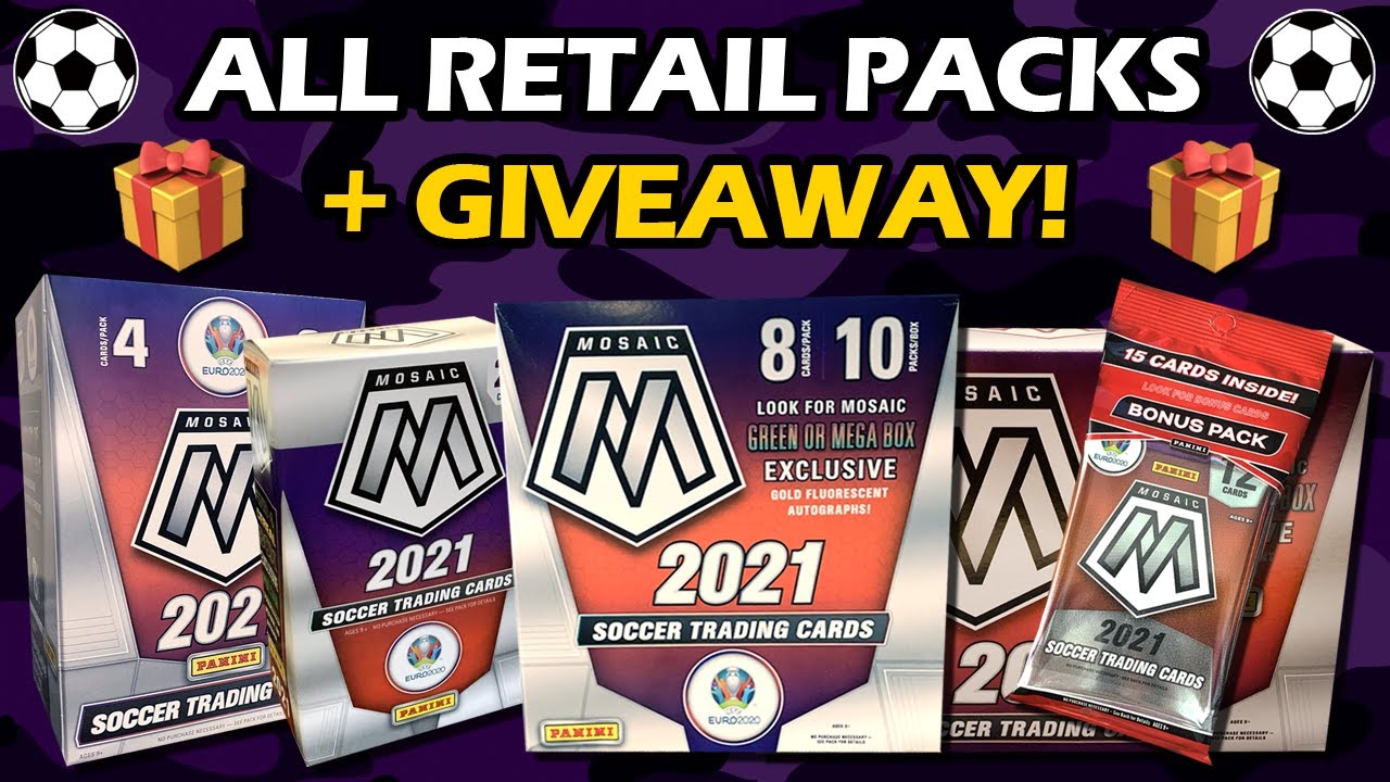 GIVEAWAY & ALL MOSAIC RETAIL PACKS! 2021 Panini Mosaic Soccer Euro 2020 Retail Box Comparison