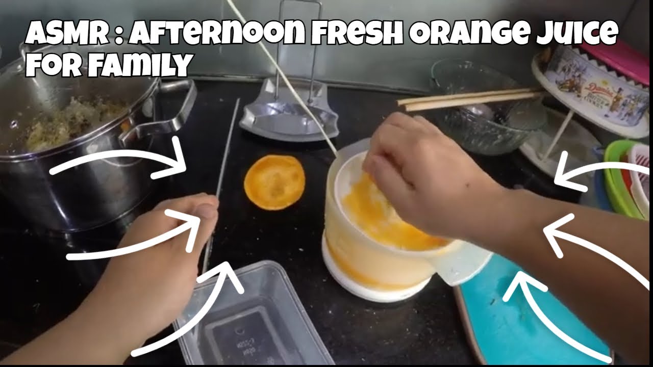 ASMR No Talking POV  Afternoon Fresh Orange Juice for Family – Squeezing Oranges Chest Cam Real Guy