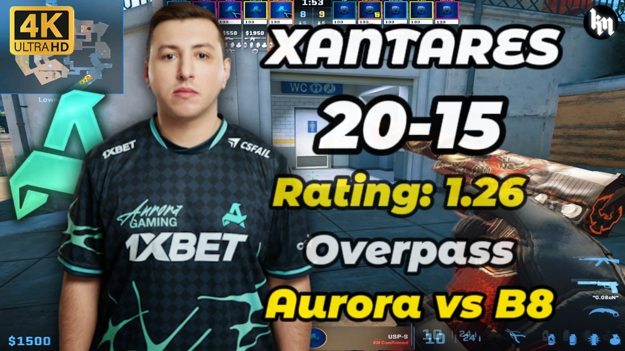XANTARES (20-15) AURORA vs B8 (Overpass) | PGL Cluj-Napoca 2026 #cs2 #xantares #pov